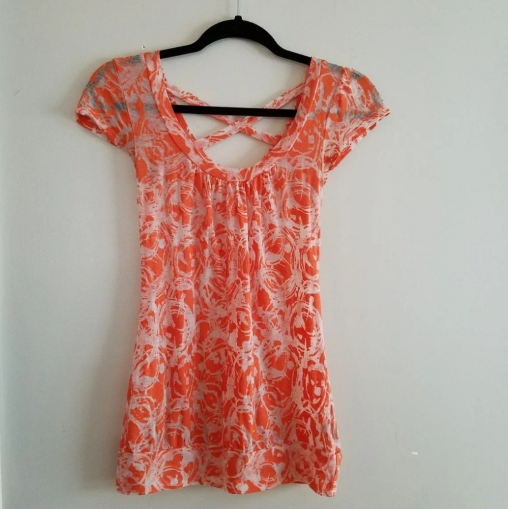 Criss Cross Back Orange Blouse